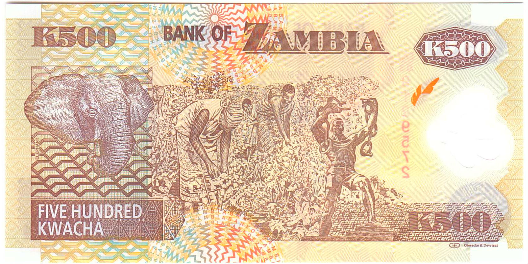 Zambia 500 2011 UNC P-43/h